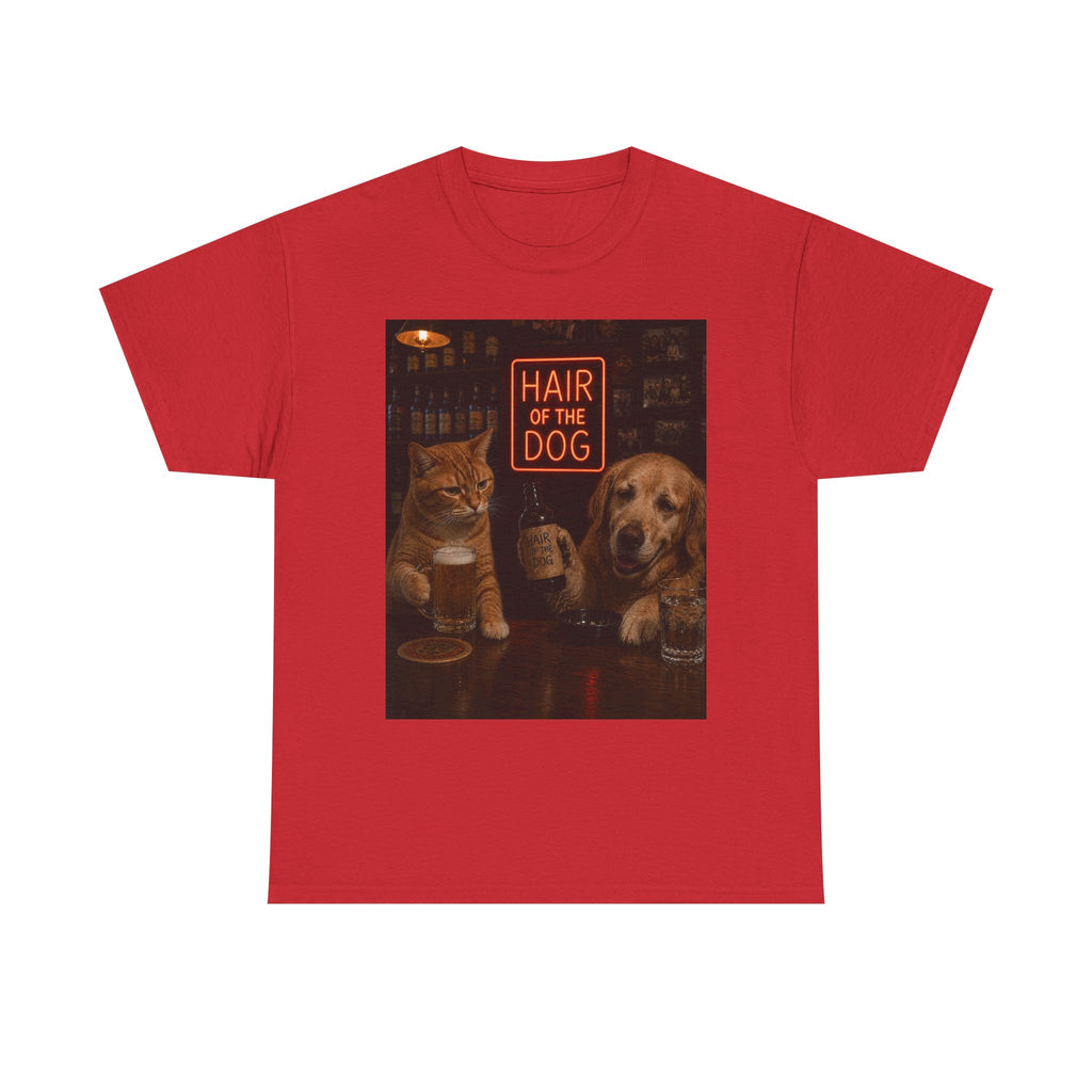 “Hair Of The Dog” Cat & Dog Bar Scene T-Shirt – Funny Hangover Humor Unisex Tee