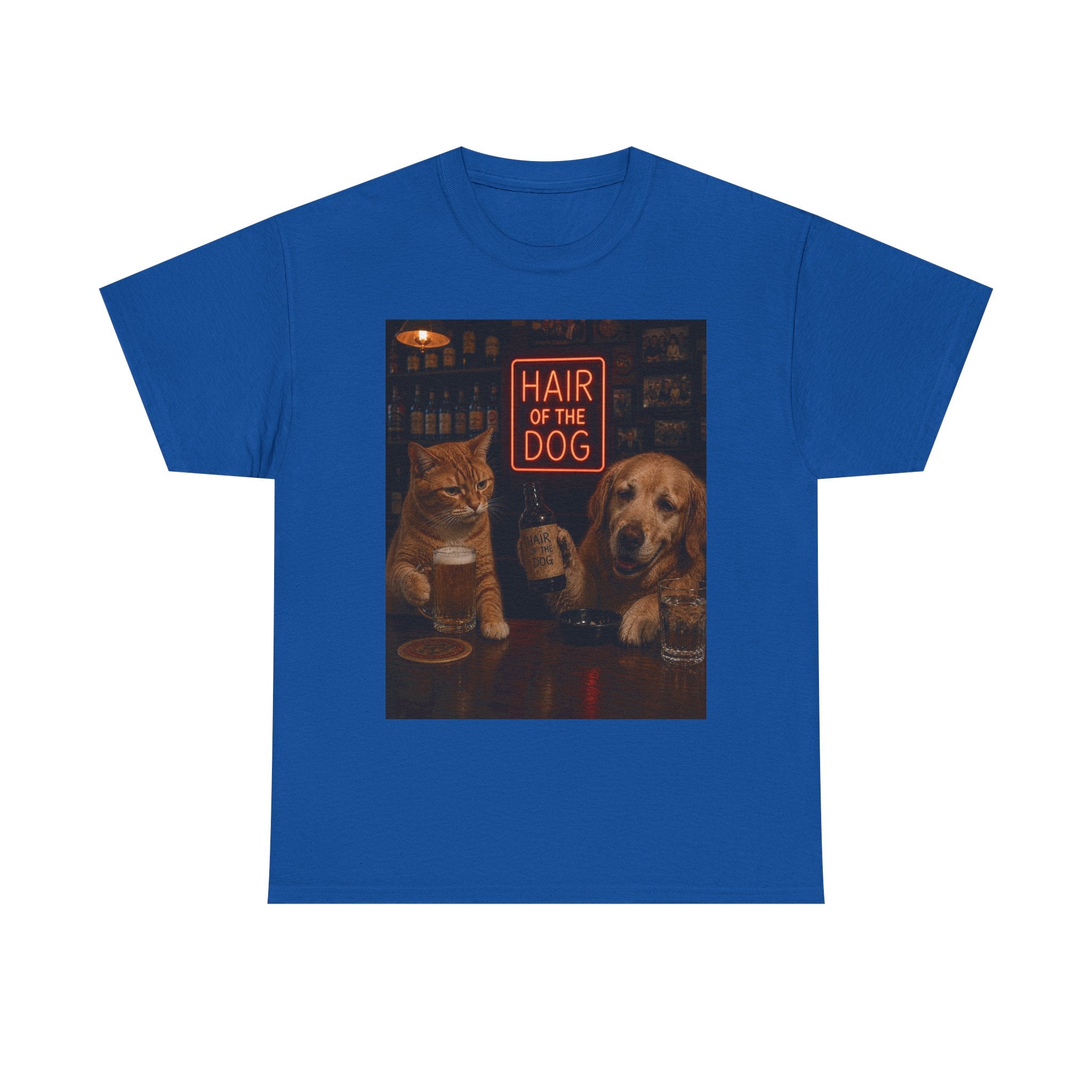 “Hair Of The Dog” Cat & Dog Bar Scene T-Shirt – Funny Hangover Humor Unisex Tee