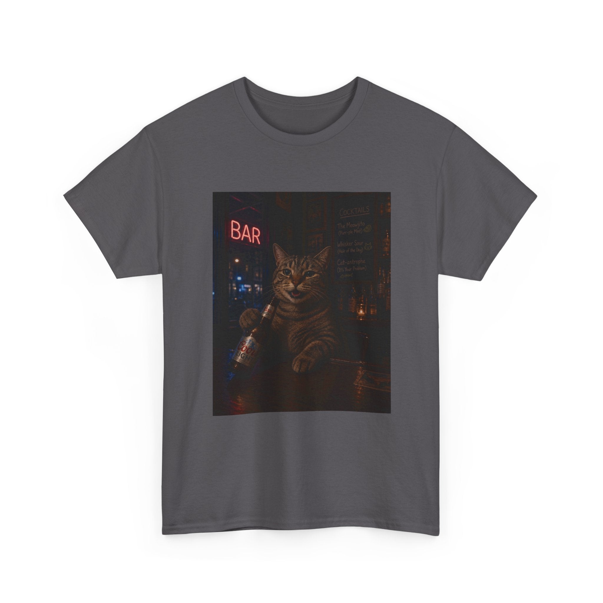 Cat Beer Shirt – Night Bar Aesthetic Graphic Unisex Tee