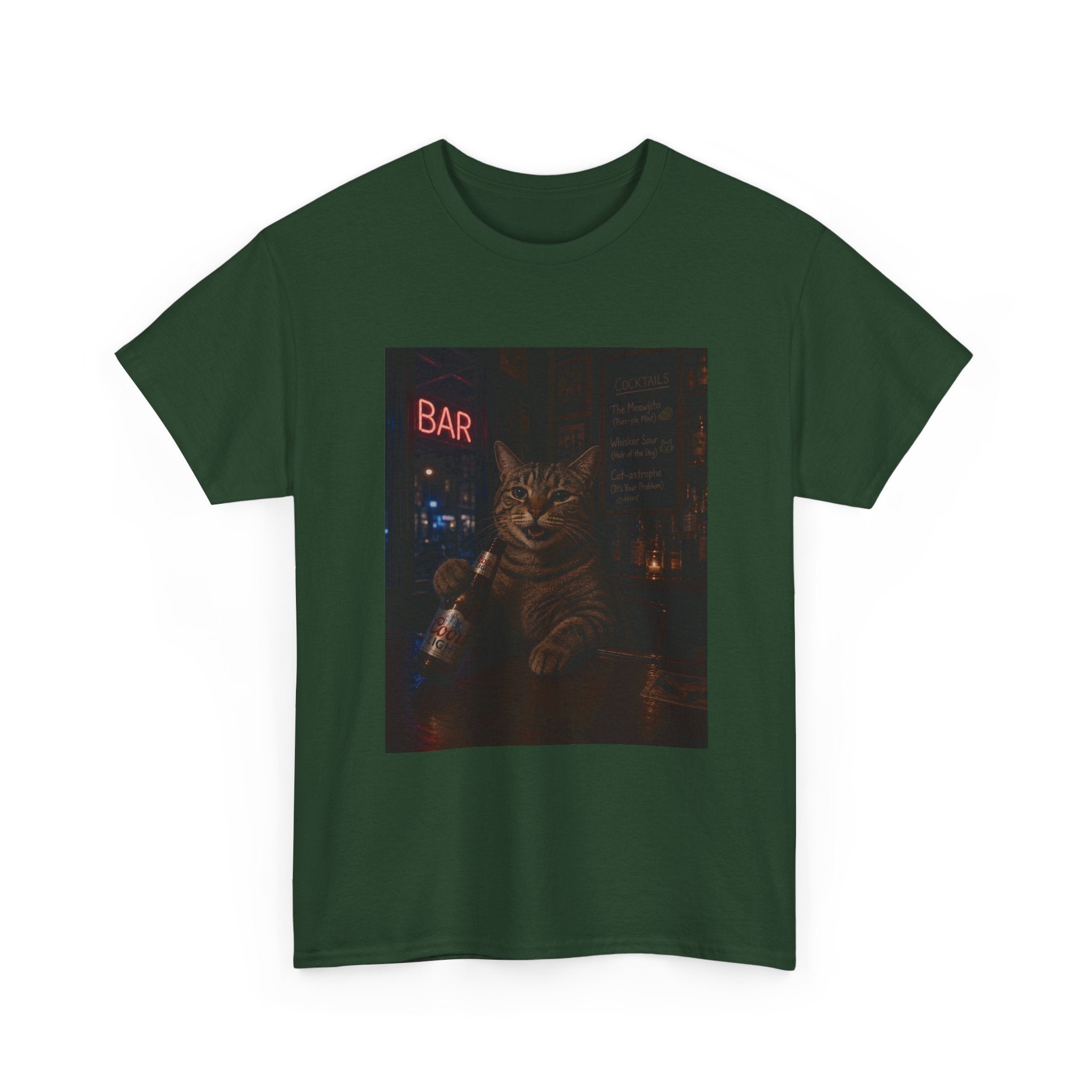Cat Beer Shirt – Night Bar Aesthetic Graphic Unisex Tee