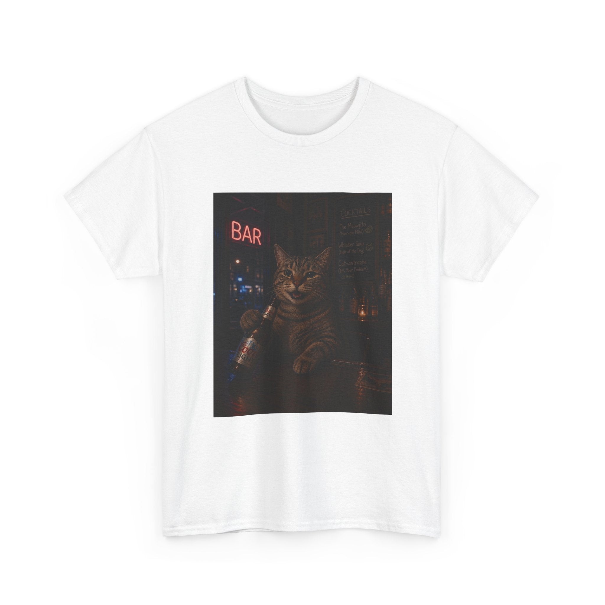 Cat Beer Shirt – Night Bar Aesthetic Graphic Unisex Tee