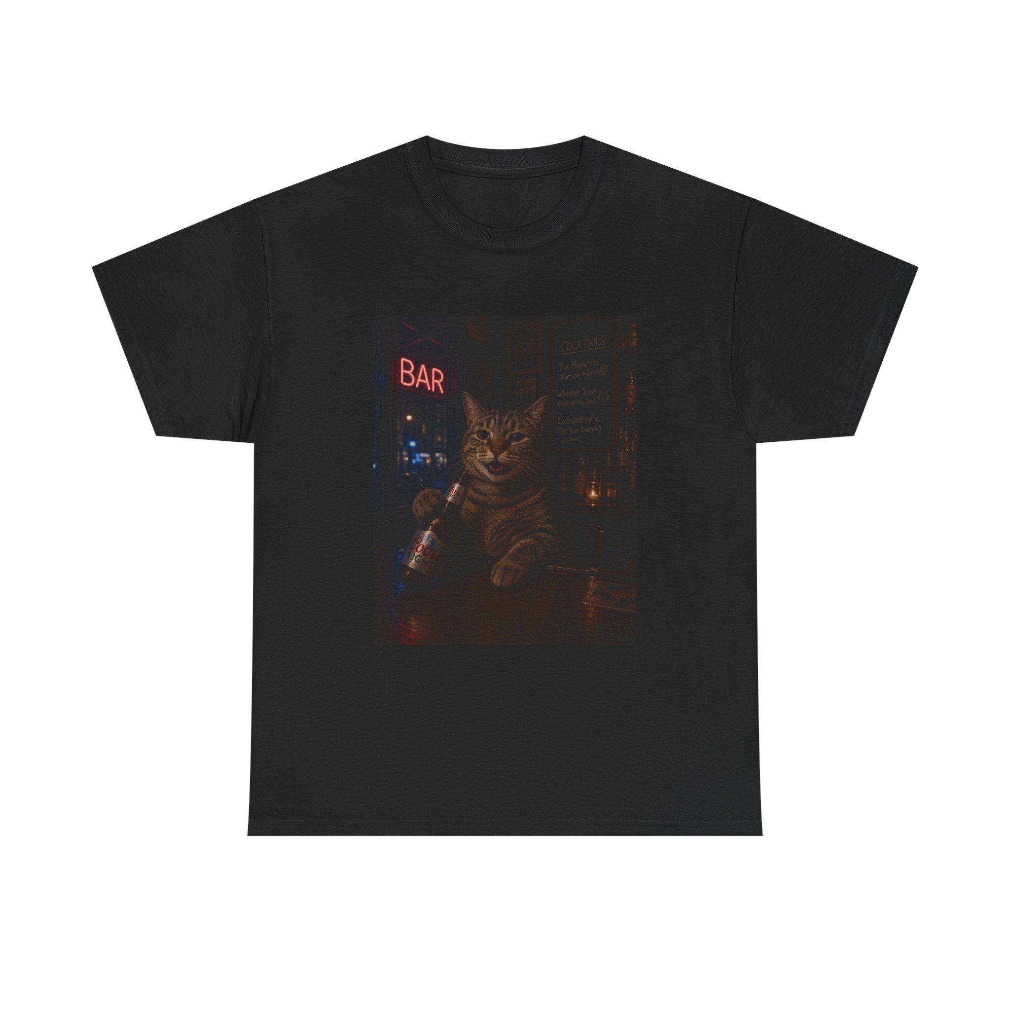 Cat Beer Shirt – Night Bar Aesthetic Graphic Unisex Tee