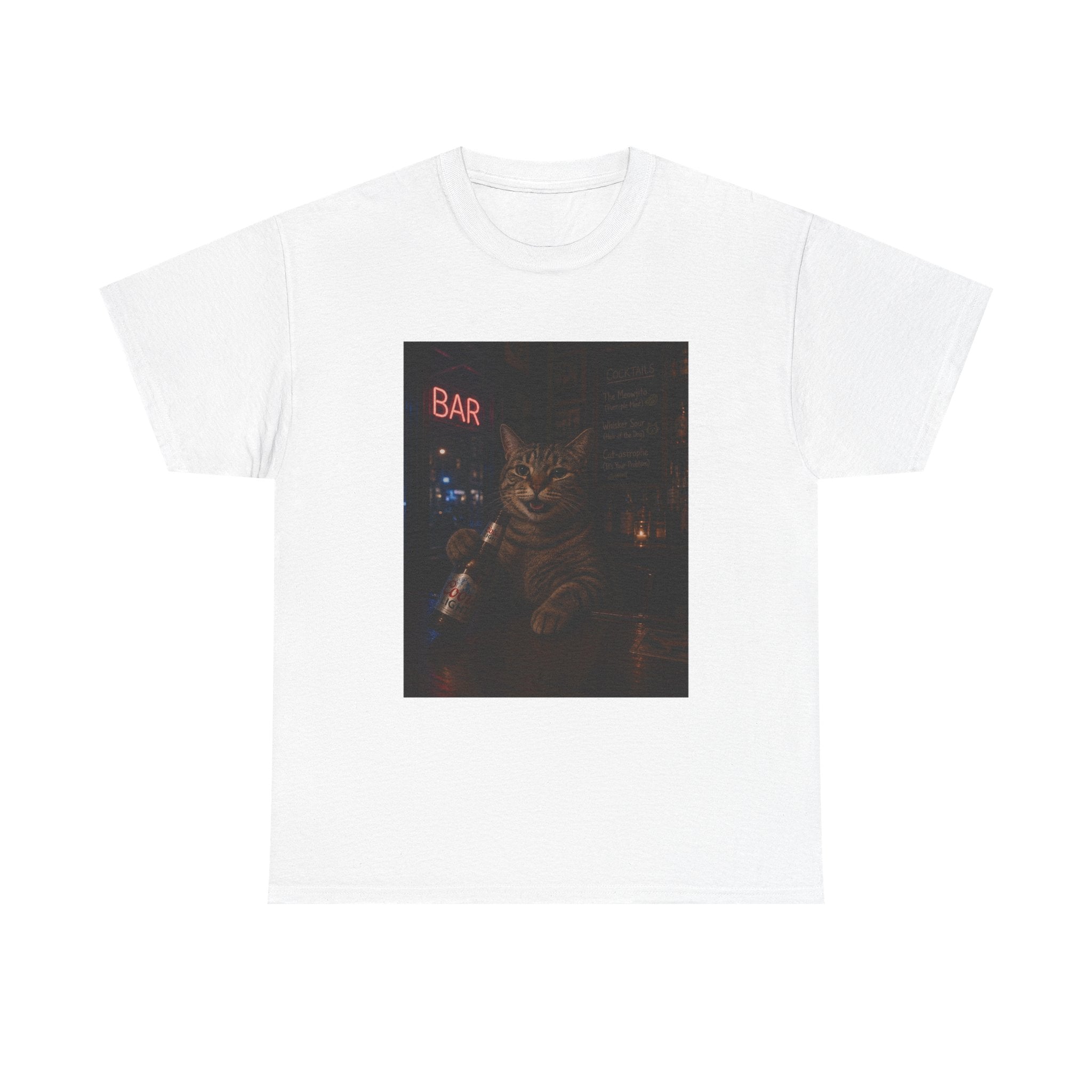 Cat Beer Shirt – Night Bar Aesthetic Graphic Unisex Tee