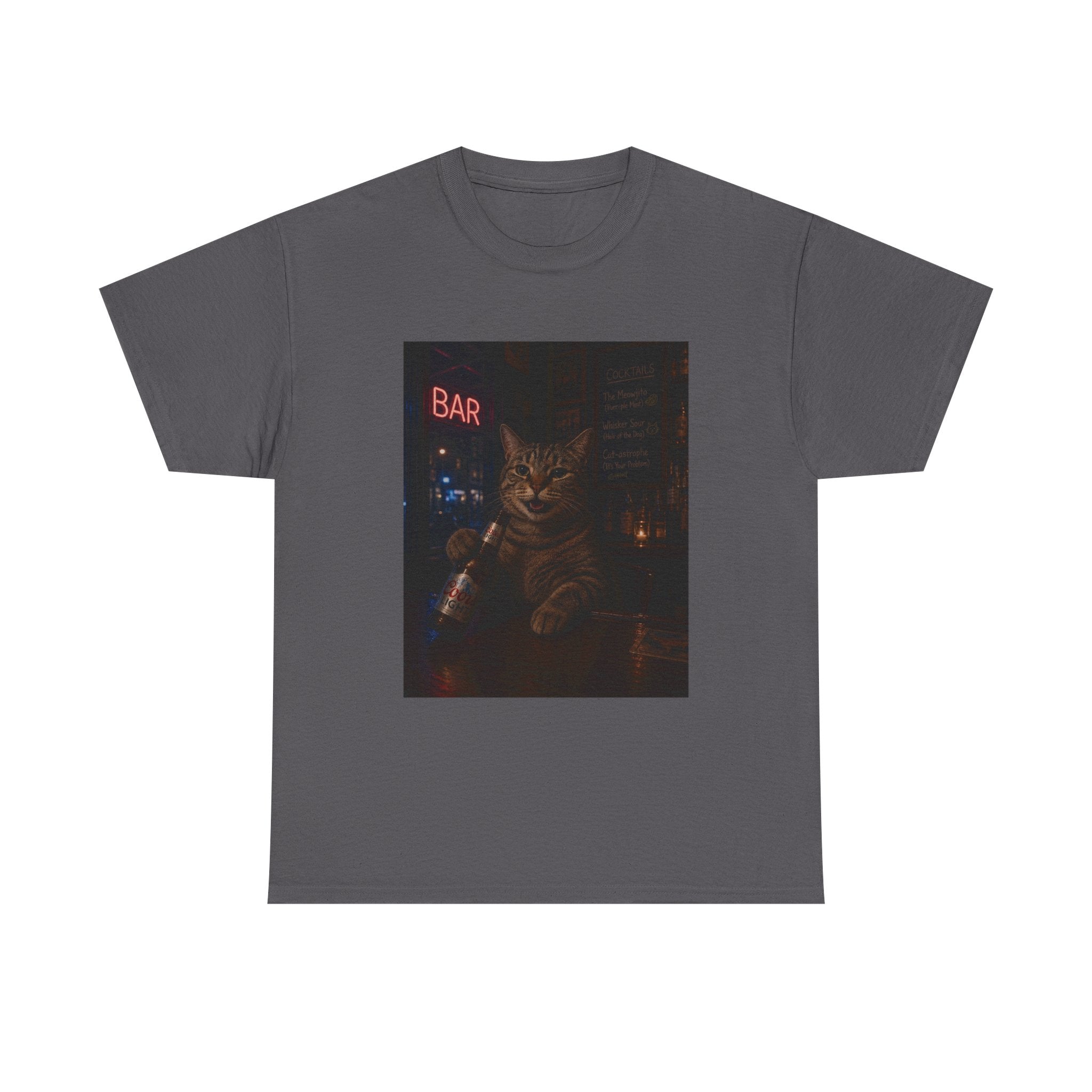 Cat Beer Shirt – Night Bar Aesthetic Graphic Unisex Tee