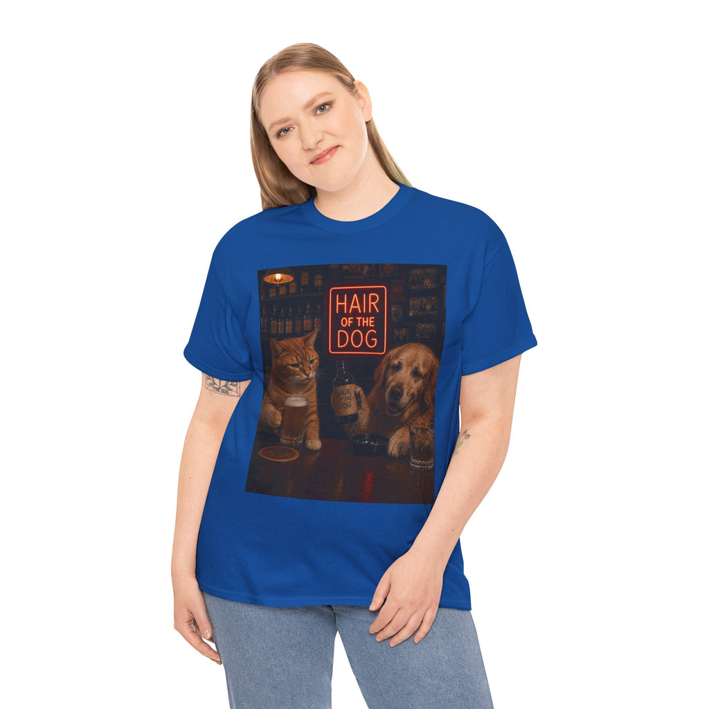“Hair Of The Dog” Cat & Dog Bar Scene T-Shirt – Funny Hangover Humor Unisex Tee