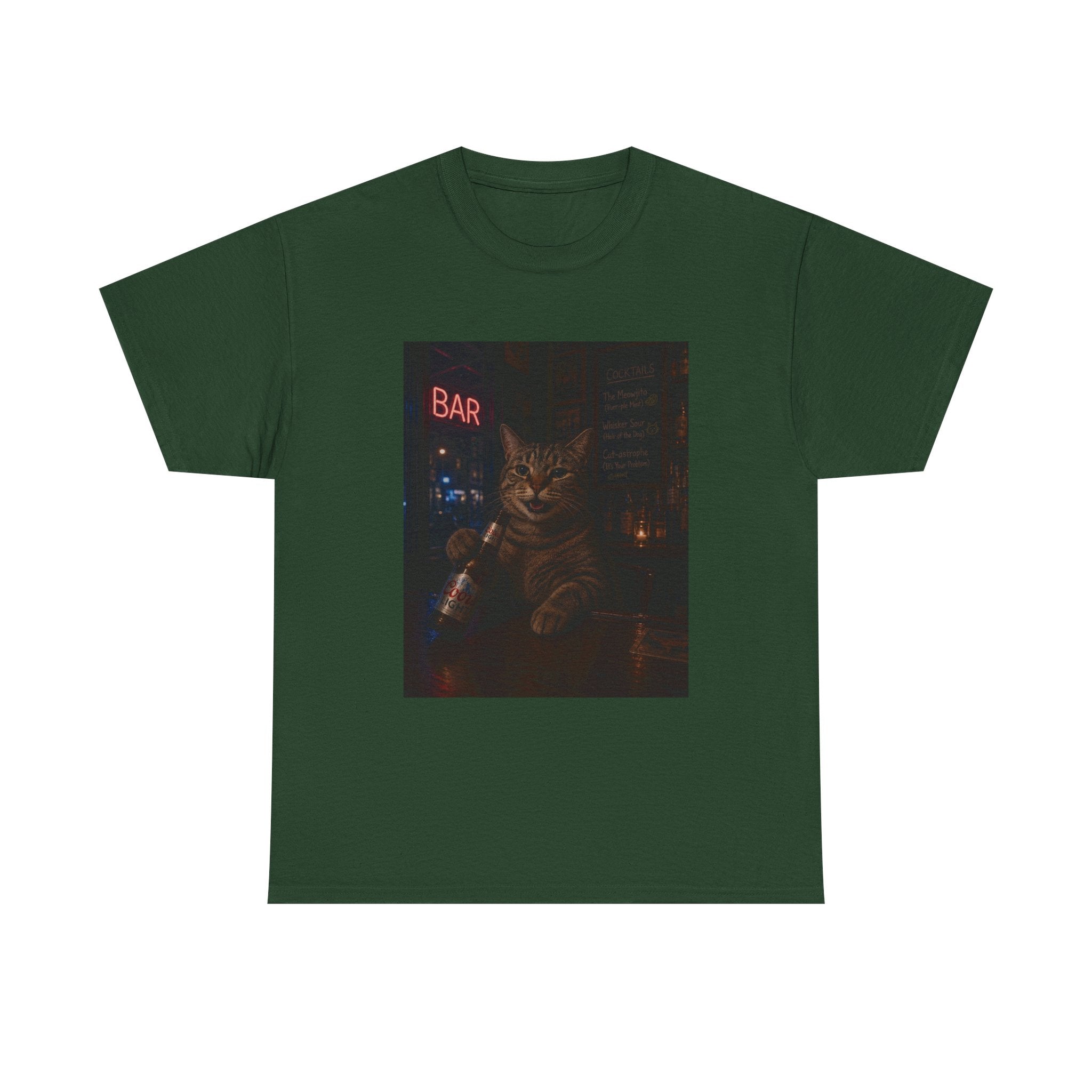 Cat Beer Shirt – Night Bar Aesthetic Graphic Unisex Tee