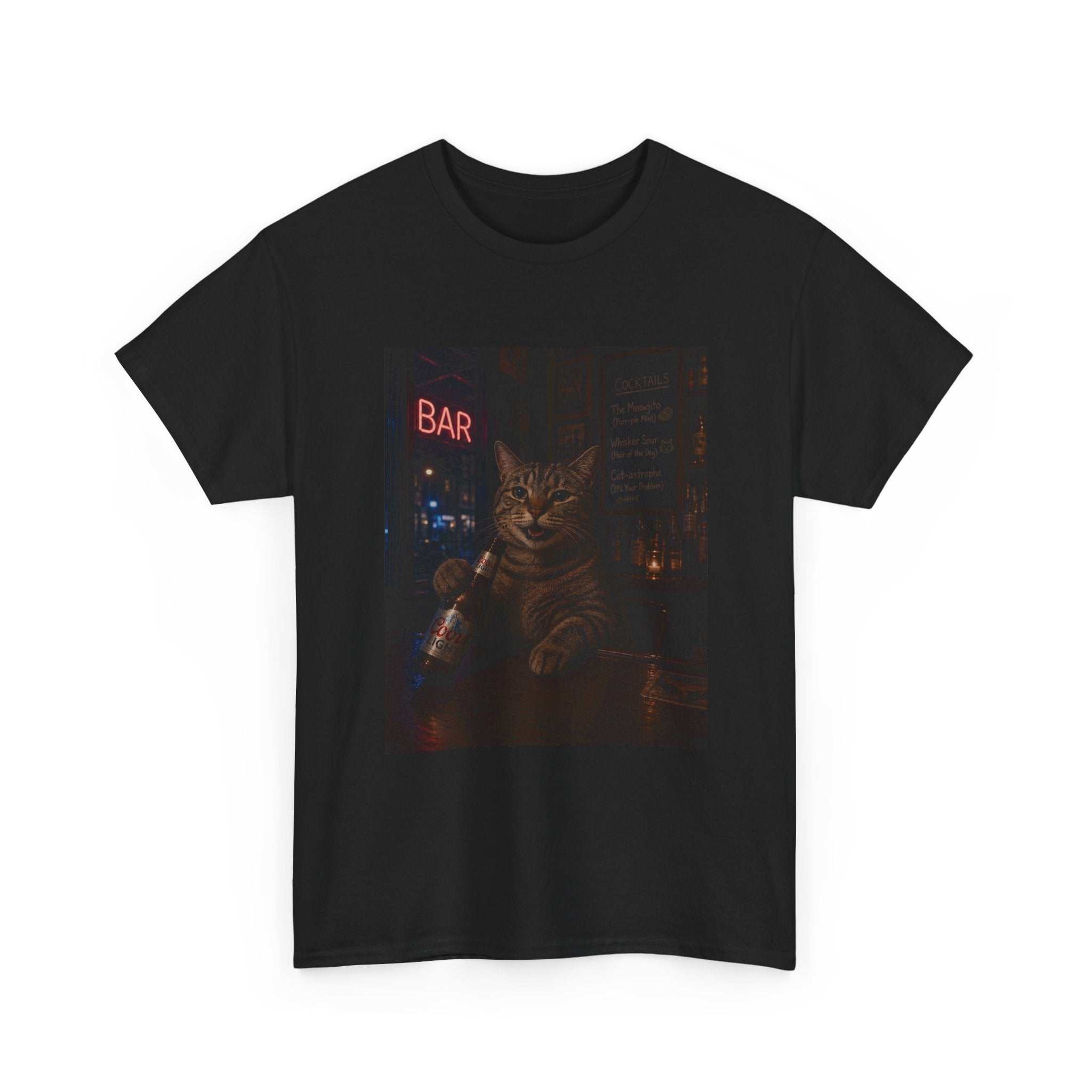 Cat Beer Shirt – Night Bar Aesthetic Graphic Unisex Tee